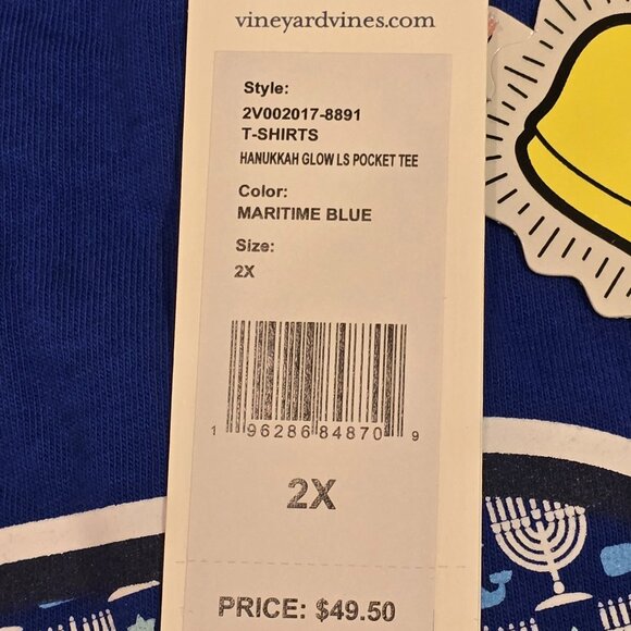 NWT - Vineyard Vines Women's Hanukkah Glow in the Dark Long Sleeve T-Shirt 2X/3X - Picture 4 of 7